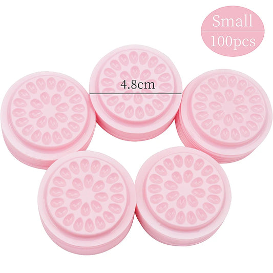100 Pcs Disposable Eyelash Glue Stand Holder Lash Extension Supplies Adhesive Pallet Plastic Gasket Grafting Lashes Makeup Tools
